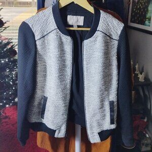 Banana Republic Textured Bomber Jacket – Large Petite – Black & White